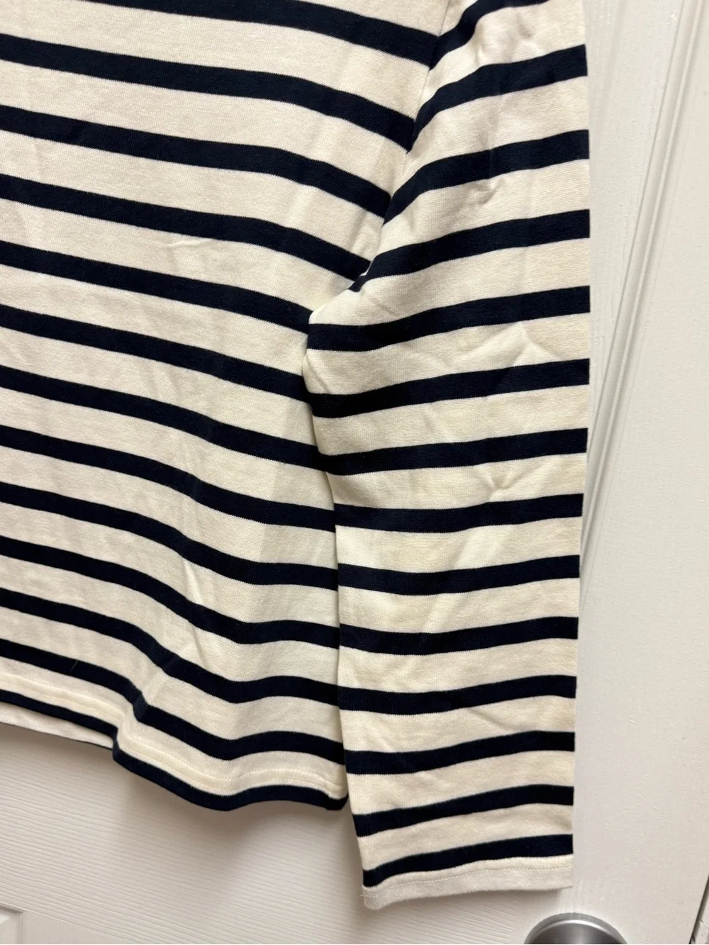 NWT J. Crew Classic Navy & Cream Striped Boatneck Top